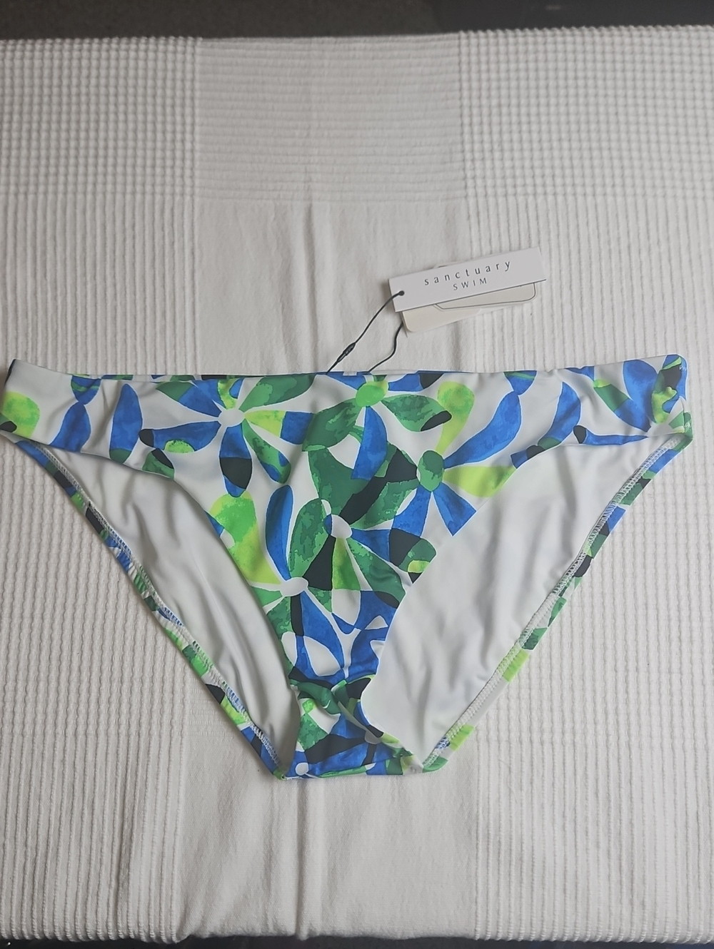 Sanctuary‎ Hipster Swim Bottom: White/Blue/Green Floral: Size- X-Large